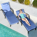 Chaise Lounge Chairs Outdoor Set of 2, Comfy Outside Wicker Patio Pool Lounge by ZZWHOM