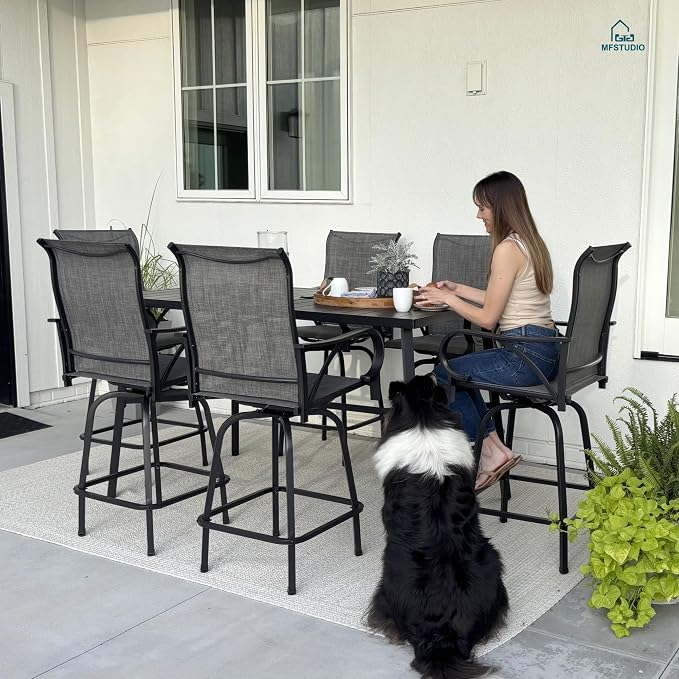 MFSTUDIO Outdoor Bar Stools Set of 4, Swivel Bar Height Patio Chairs Outdoor - Image 8