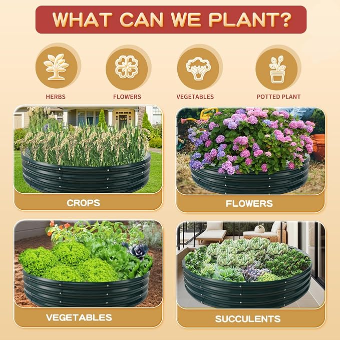 Durable Round Steel Raised Garden Bed Painted - Image 6