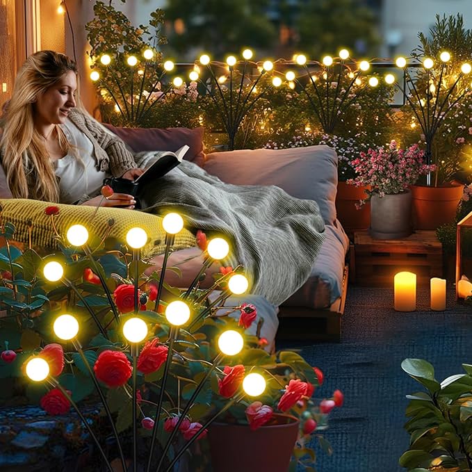 Solar Lights Outdoor Garden – 6 Pack 36 LEDs Solar Firefly Lights, Swaying - Image 2