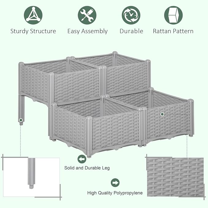 Outsunny 4 Piece Raised Garden Bed - Image 3