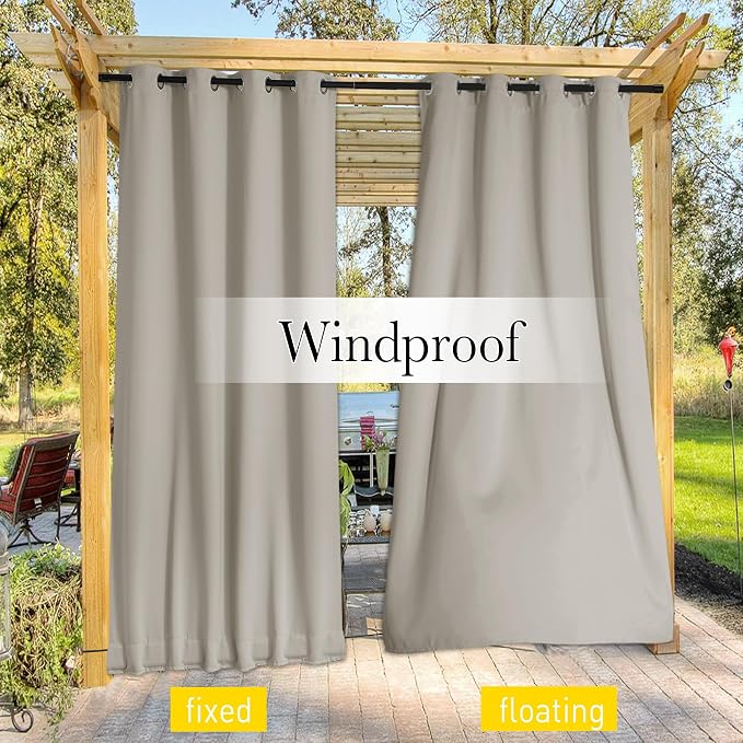 NICETOWN 2 Panels Waterproof Outdoor Curtains Fixed Grommet & Back Tab on Top & - Image 6