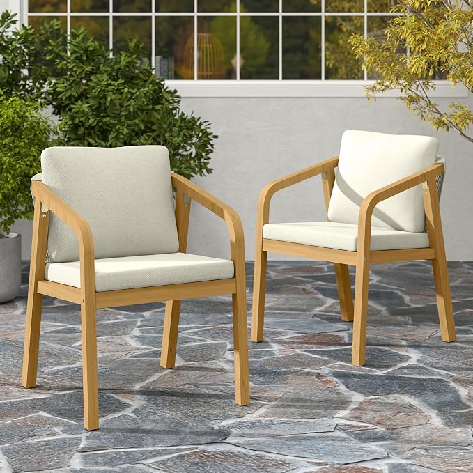 Wisteria Lane Acacia Patio Dining Chairs Set of 2, Outdoor Wood Chairs - Image 8