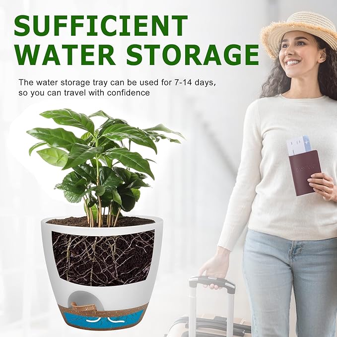 Plant Pots 10/9/8 Inch Self Watering Pots, Plastic Flower Pots, Nursery - Image 5