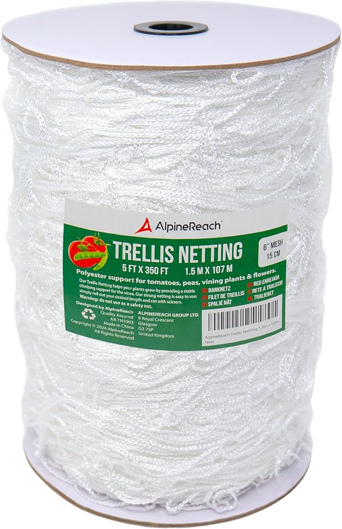 AlpineReach Trellis Netting 5 x 350 ft Heavy Duty Polyester White by AlpineReach