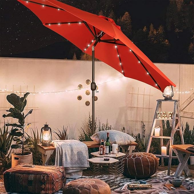 Blissun 9 ft Solar Umbrella, 32 LED Lighted Patio Umbrella, Table Market - Image 6