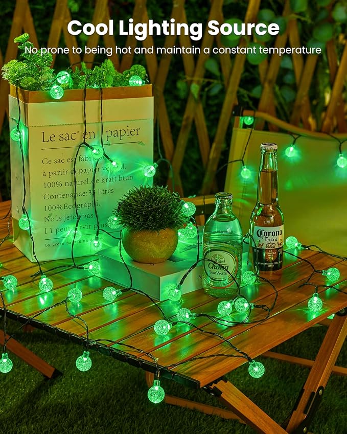 Brightown Solar String Lights Outdoor 60 Led 35.6 Feet Crystal Globe Lights - Image 3