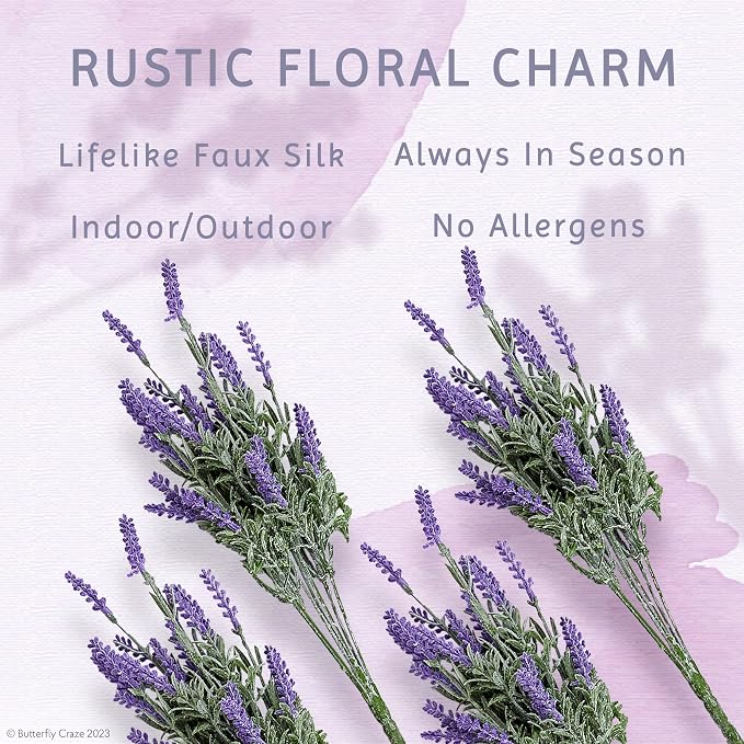 Butterfly Craze Lavender Artificial Flower Stems - Image 4
