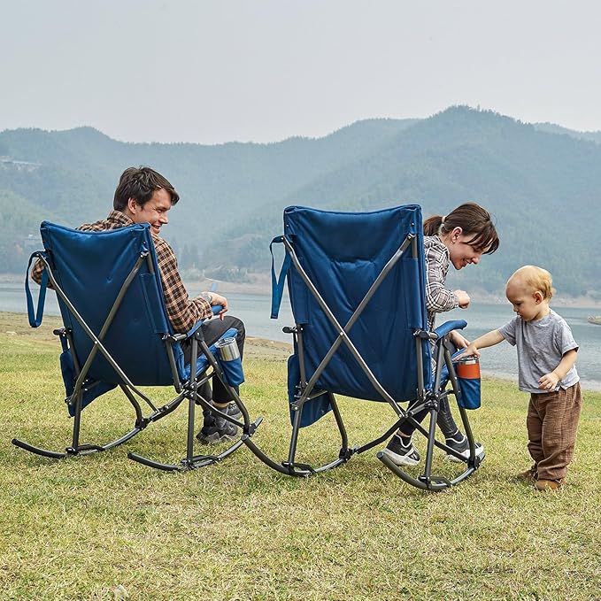 EVER ADVANCED Oversized Folding Rocking Camping Chair, Padded Portable Rocker - Image 2