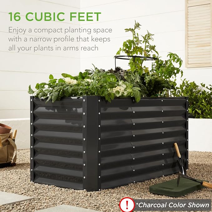 Best Choice Products 4x2x2ft Outdoor Metal Raised Garden Bed, Deep Root Box - Image 8