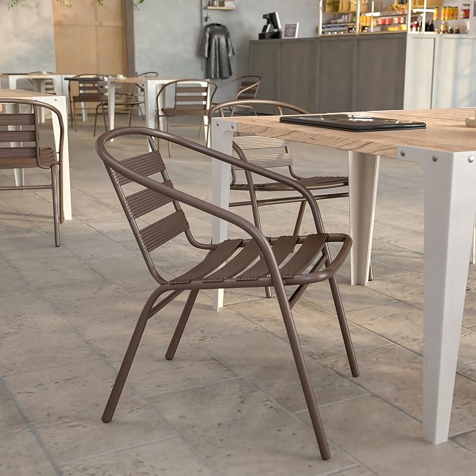 Flash Furniture Lila Bronze Metal Restaurant Stack Chair - Image 7