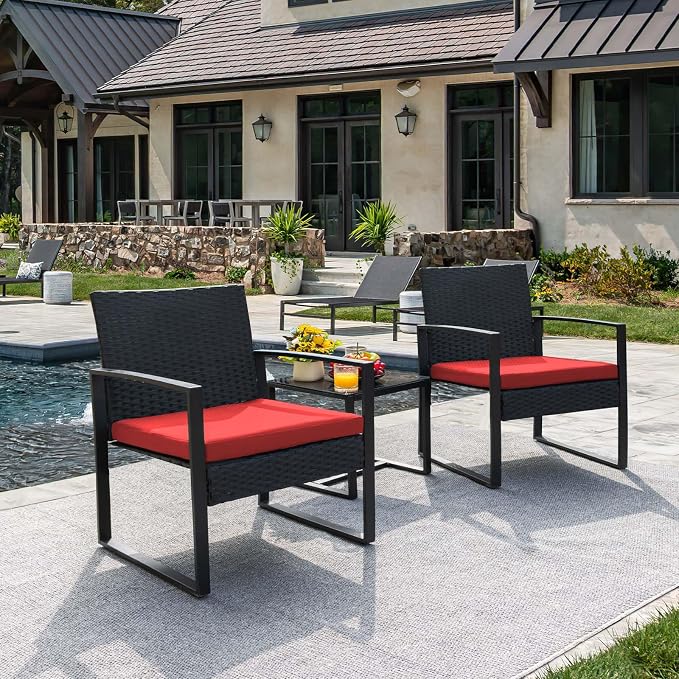 Flamaker 3 Pieces Wicker Patio Furniture Outdoor Modern Rattan Chair - Image 5
