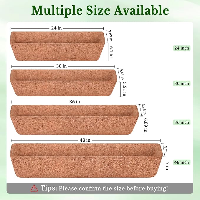Halatool 4 Pack 24 Inch Window Box Liners, Pre-Formed Coco Fiber Replacement - Image 2
