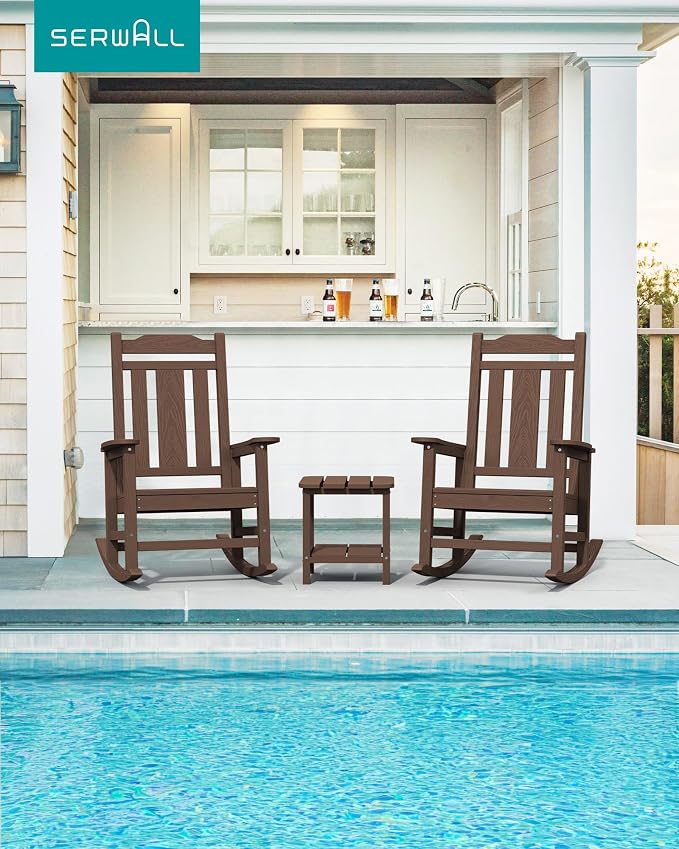 SERWALL Oversized Rocking Chair Set of 4 Outdoor, HDPE Outdoor Rocking Chair - Image 9