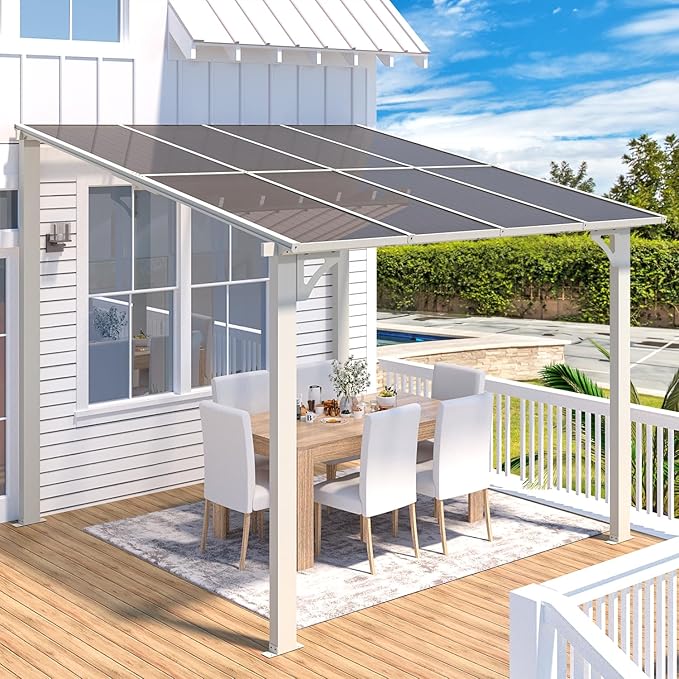AECOJOY 8' x 8' White Gazebo Outdoor Pergola by AECOJOY