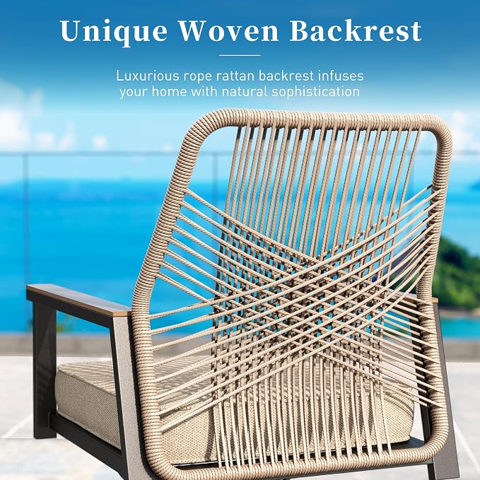 Patio Dining Set 9 Piece, 8 x Woven Rattan Swivel Chairs - Image 2