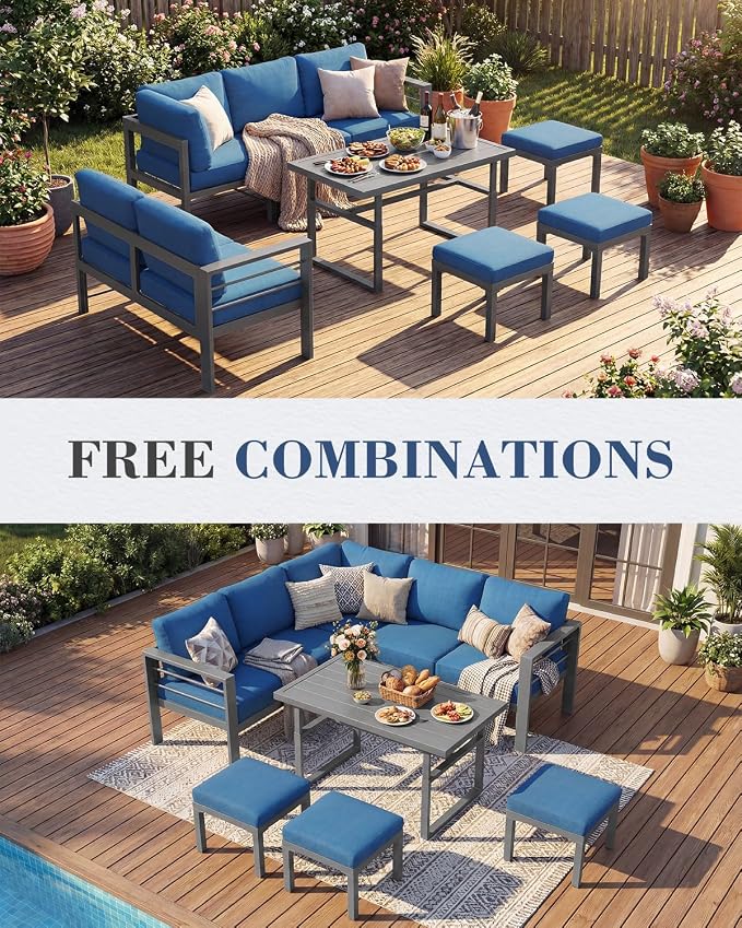 AECOJOY Aluminum Patio Furniture Set, 8 Seats Modern Outdoor Furniture - Image 7