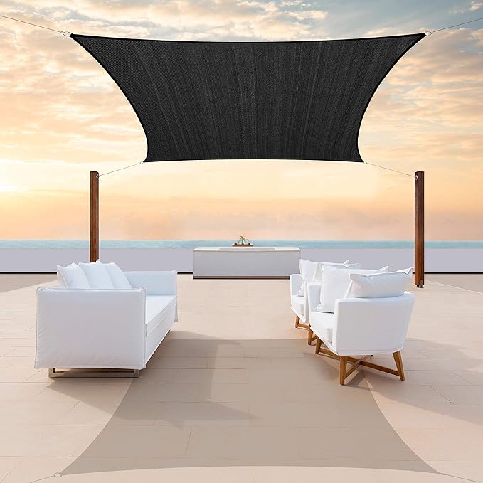 ColourTree TAPR1616 Custom Size 17' x 21' Black Sun Shade Sail Canopy UV Block by ColourTree