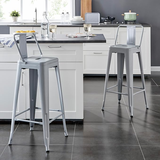 AC Pacific 30” Metal Barstool Set of 2 – Country Rustic Style - Image 2