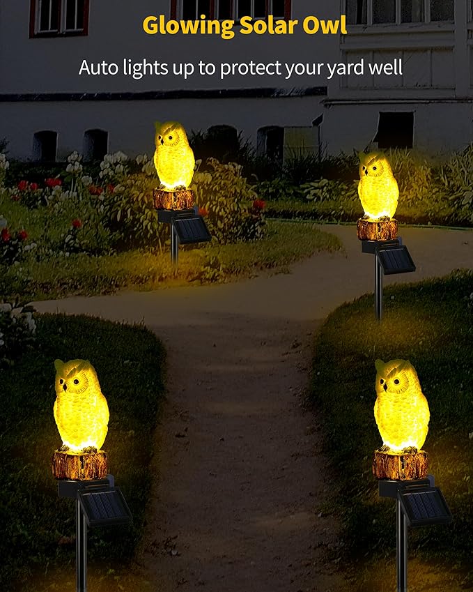 iStatue 4PC Solar Owl Garden Stake Lights Gifts - Image 4