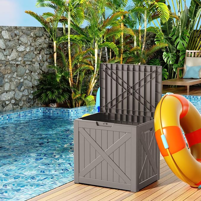 32 Gallon Outdoor Deck Box, Lockable Waterproof Outdoor Storage Boxes - Image 3