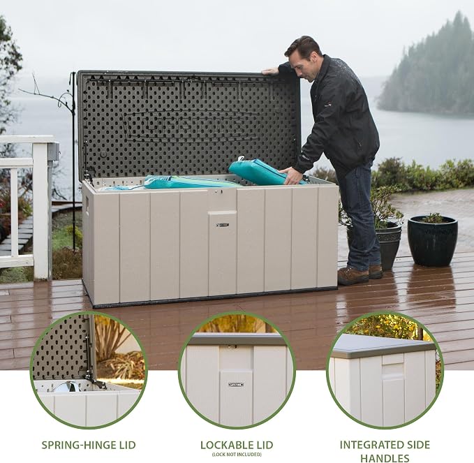 LIFETIME 60254 Heavy-Duty Outdoor Storage Deck Box, 150 Gallon, Desert - Image 4