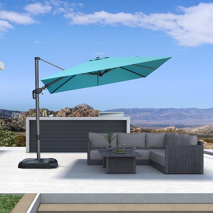 PURPLE LEAF 9' X 9' Left-right Tilt Patio Umbrella Outdoor Cantilever Swivel - Image 2