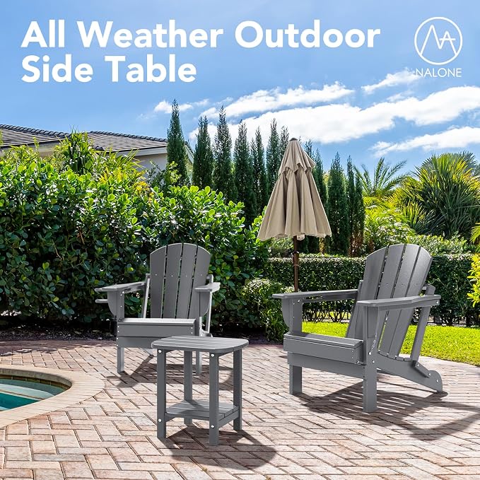 nalone Adirondack Side Table 16.5" Outdoor Side Table HDPE Plastic Double - Image 7