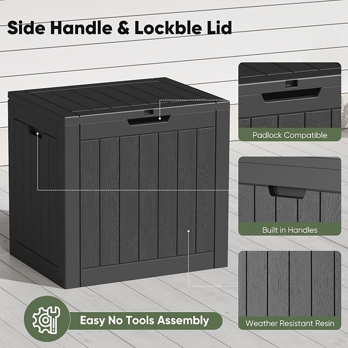 NEWBULIG 31 Gallon Deck Box, Weatherproof Resin Lockable Outdoor Storage - Image 5