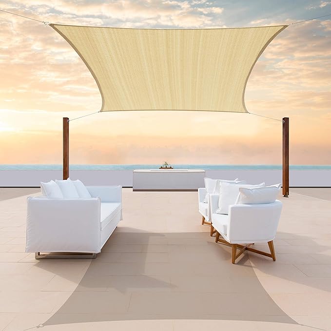 ColourTree TAPR1616 Custom Size 8' x 13' Beige Sun Shade Sail Canopy UV Block by ColourTree