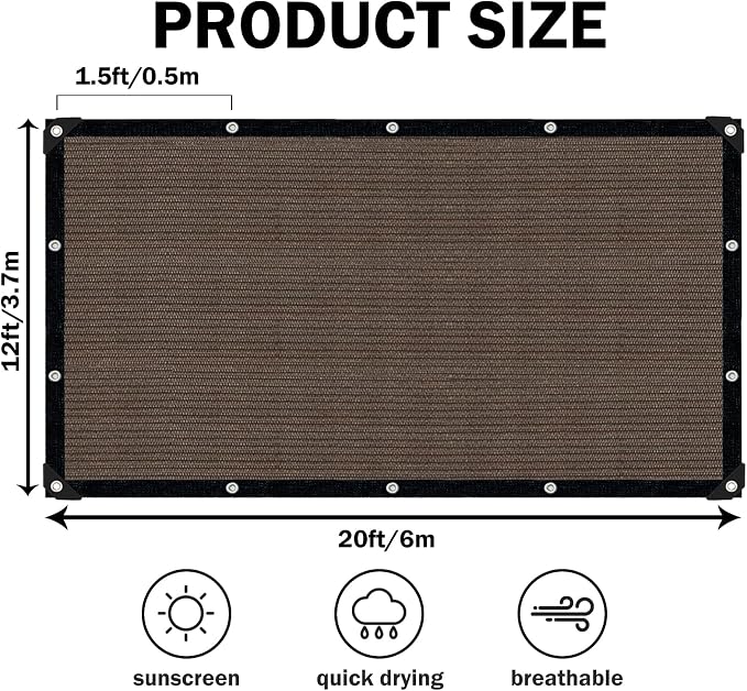 Sun Shade Cloth with Grommets, 90% UV Protection Shade Fabric, Pergola Shade - Image 2
