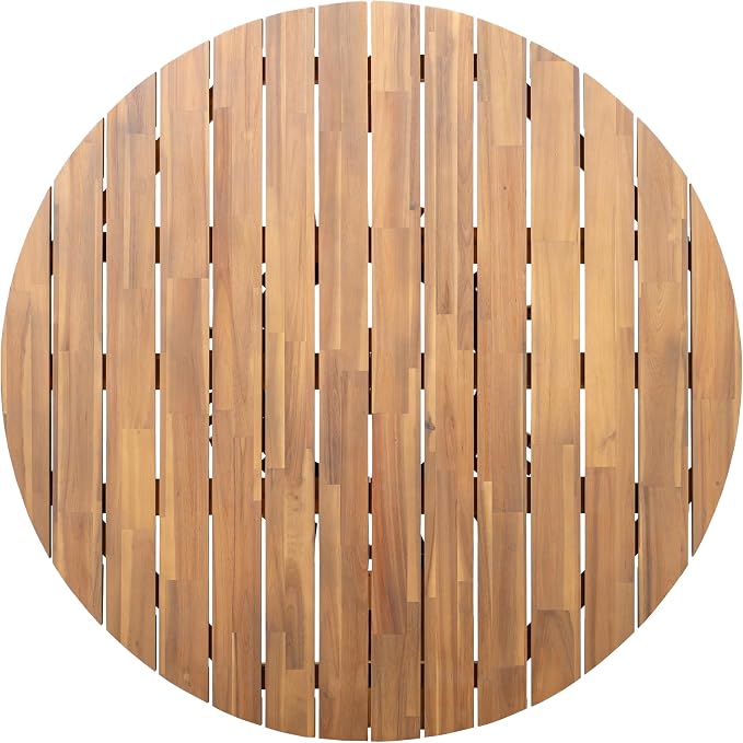 Merax Outdoor Dining Table 47.25" Round Extra-Large Acacia Wood Patio Dining - Image 3