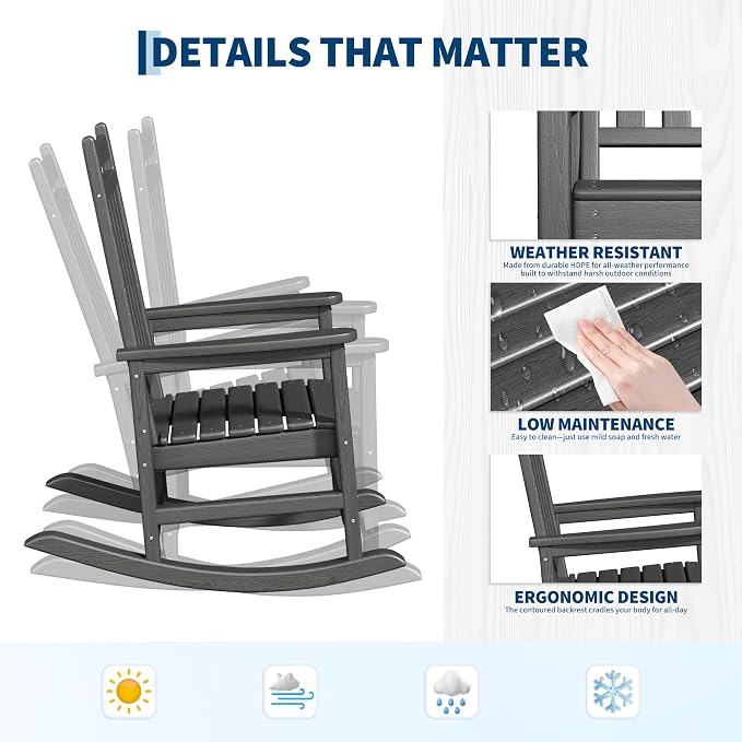 HDPE Rocking Chair Outdoor Set of 4 - Image 4
