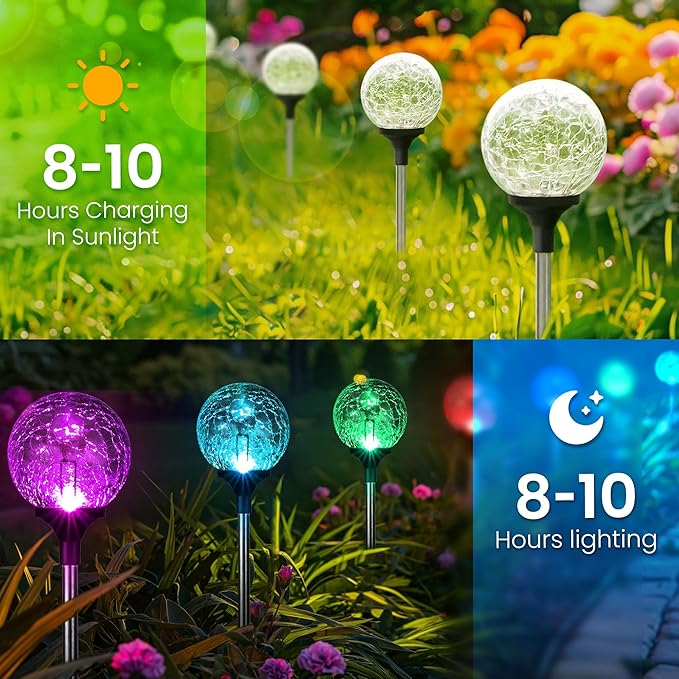 GIGALUMI Solar Garden Lights 3 Pack, Outdoor Solar Lights - Image 5