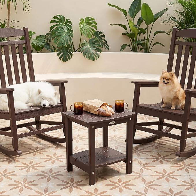 Y&M Outdoor Side Table, HIPS Adirondack Small Double Layer Table, Waterproof - Image 6