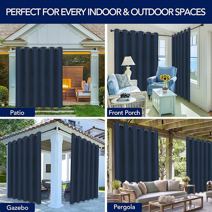 PureFit Outdoor Curtains for Patio Waterproof Weatherproof, UV and Fade - Image 5