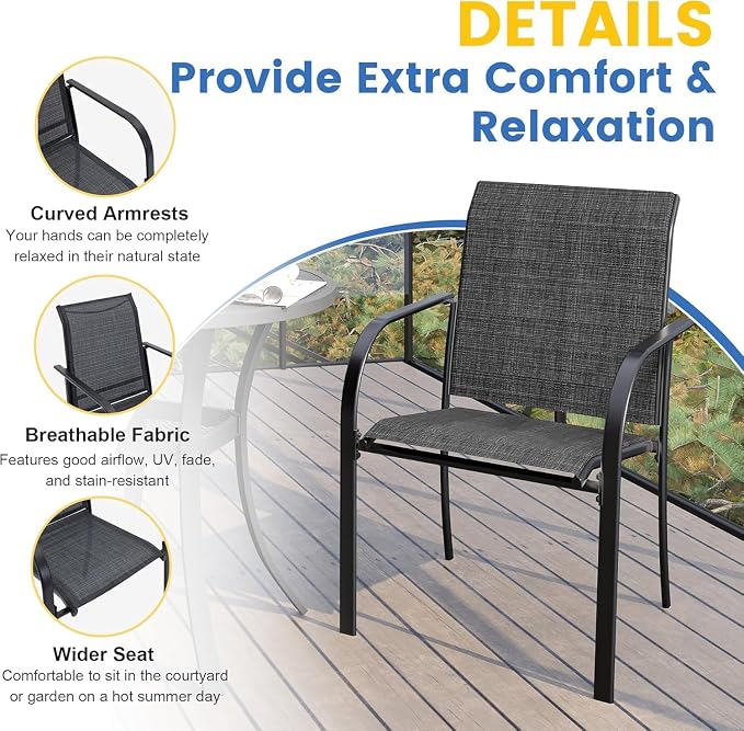 VICLLAX Patio Dining Set for 8, Outdoor Furniture Set Includes 53" Round Patio - Image 7