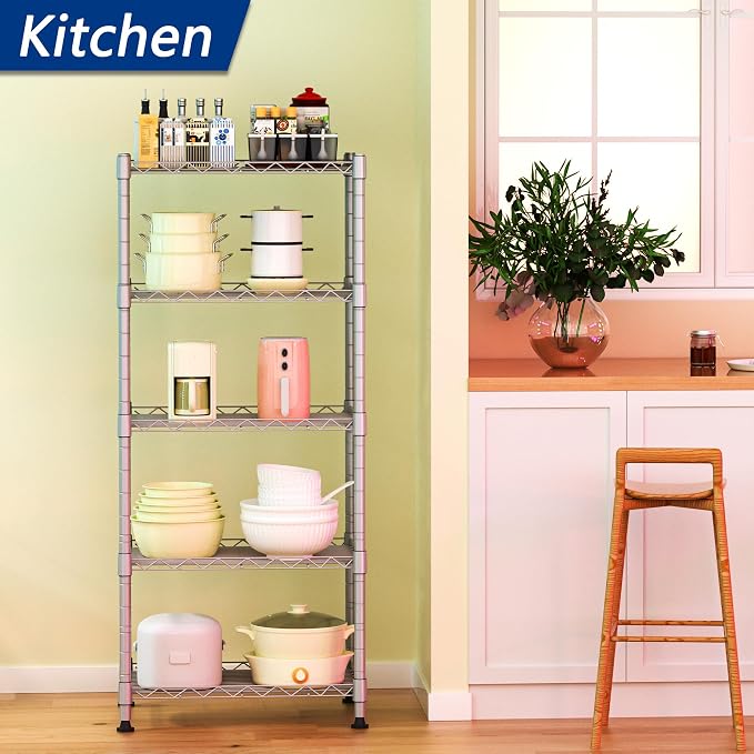 REGILLER 5-Wire Shelving Metal Storage Rack Adjustable Shelves, Standing - Image 2