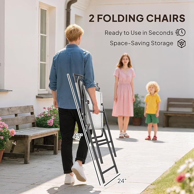 Outsunny 4 Piece Outdoor Patio Dining Furniture Set, 2 Folding Chairs, - Image 4