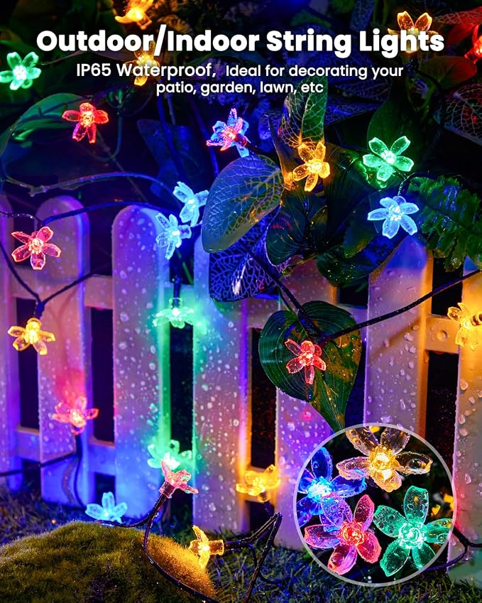 Brightown 2 Pack Total 52FT 120 LED Flower Solar String Lights Outdoor - Image 4