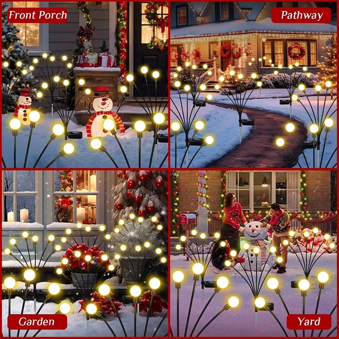 Solar Garden Lights Outdoor, 4 Pack Firefly Swaying Lights, Waterproof Garden - Image 9