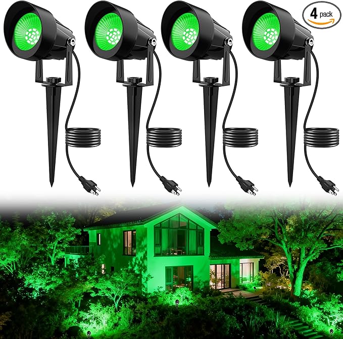 St. Patrick's Day Green Spotlights Outdoor, 14 LED Landscape Lighting by TSUNESLUX