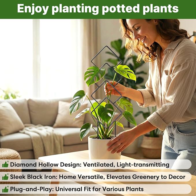 Indoor Trellis for Climbing Plants: 3PC Small Garden Metal Trellis for Vine Ivy - Image 8