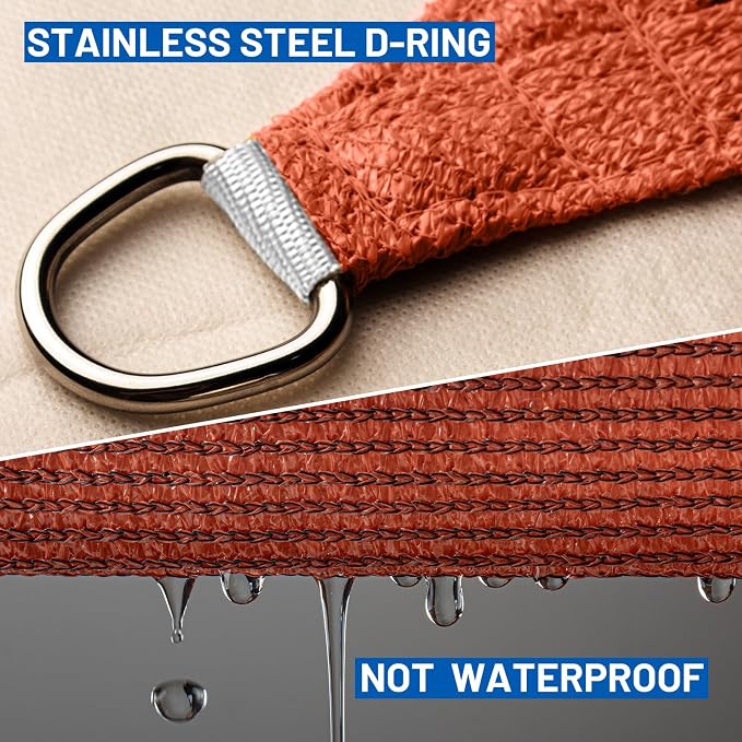 SUNLAX Sun Shade Sail 9' x 18' Terra Red Rectangle Canopy Sail Shade Cover UV - Image 6