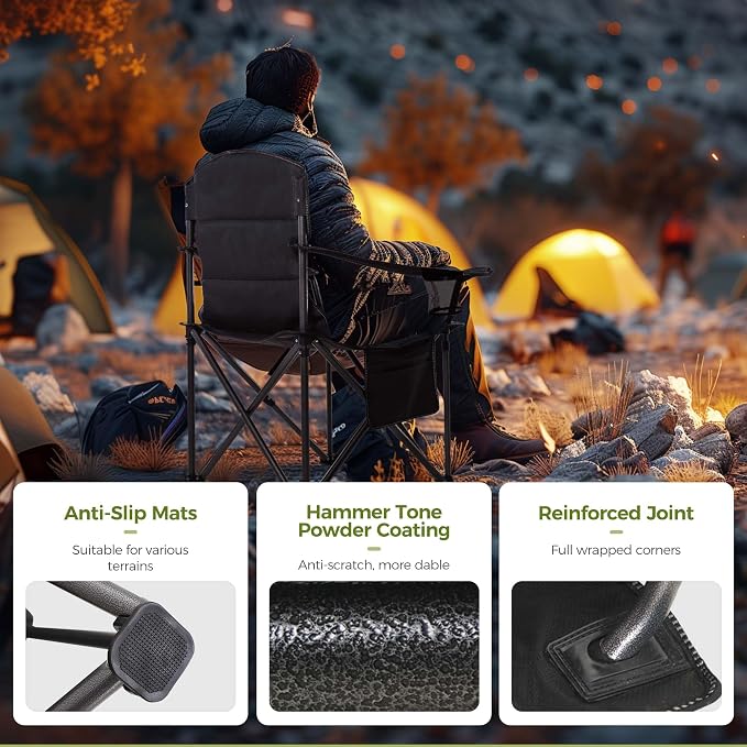 ALPHA CAMP Heavy Duty Camping Chair 500LBS Capacity, Oversized Folding Chair - Image 8