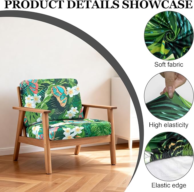 4Pcs Patio Stretch Cushion Covers, Outdoor Sofa Replacement Cover Slipcovers - Image 3