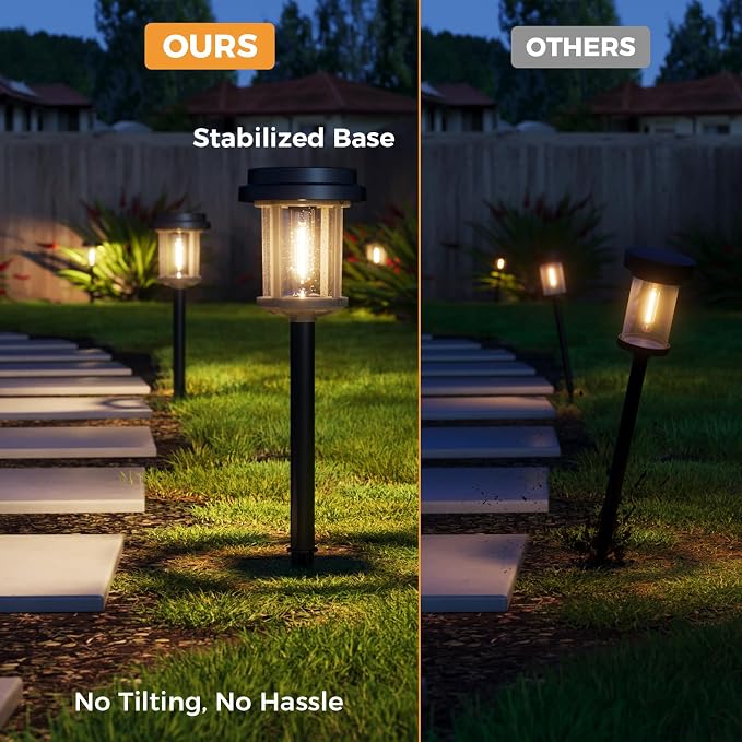 XMCOSY+ Solar Pathway Lights Outdoor, 20 LM LED Solar Garden Lights Seeded Glass - Image 7