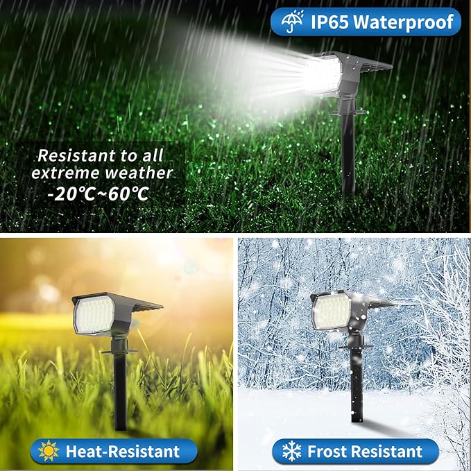Solar Spot Lights Outdoor Waterproof IP65, 2 Pack Landscape Spotlights - Image 5