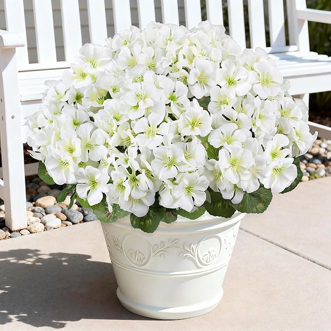 Artificial Geranium Flowers for Outdoors, 6 Bundles Realistic Silk Fake Geranium - Image 9