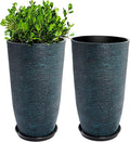 QCQHDU Set of 2 Large Tall Blue Planters by QCQHDU